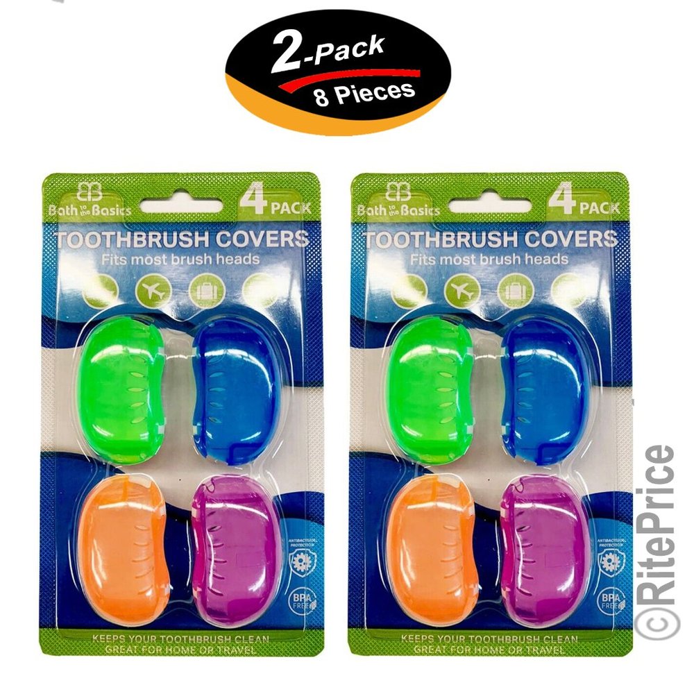 8Pcs (2 Pack) Toothbrush Headgear Colorful Portable Tooth brush Cover Set - New